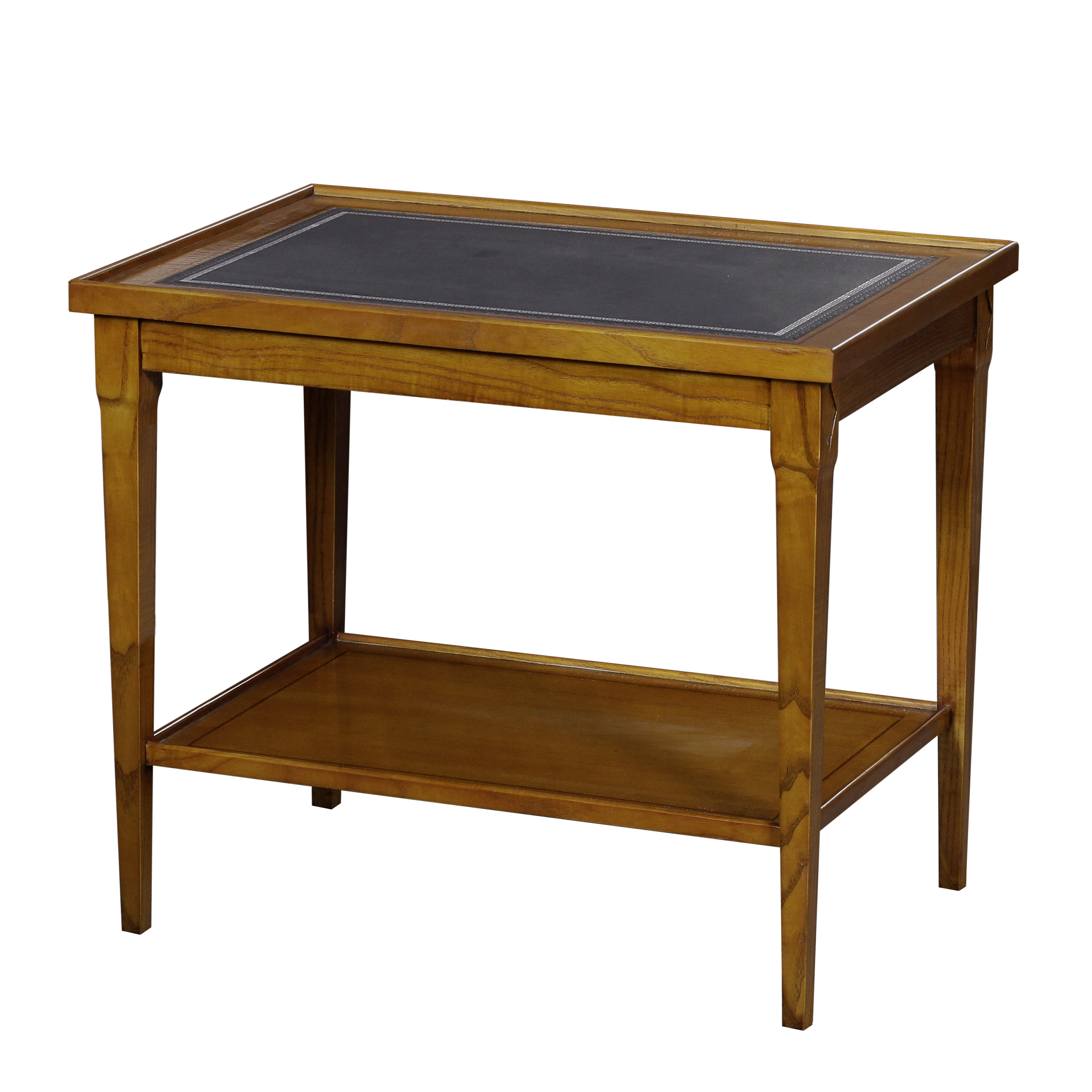 34458L - Side table Square, Leather Top, ASH MEDIUM + BLK- 2