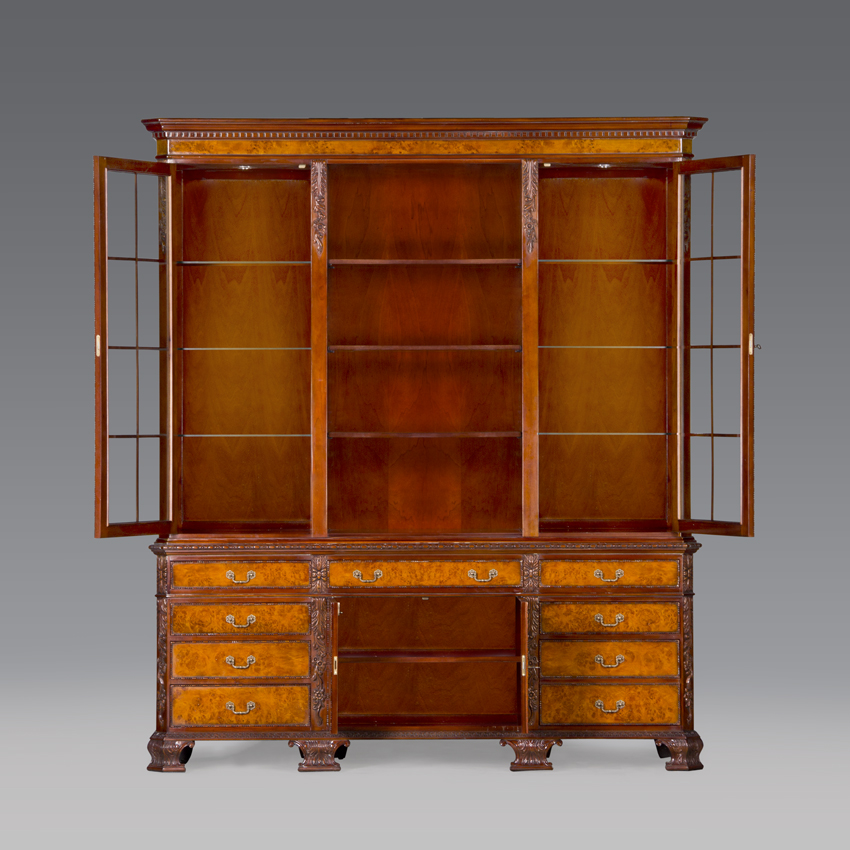 33883bsLED - George II Bookcase, Burl, with Lighting BS - 3